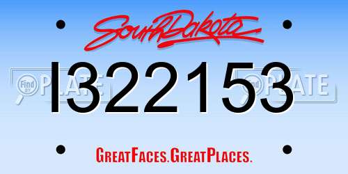 I322153 South Dakota License Plate