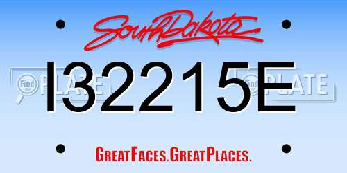 I32215E South Dakota License Plate