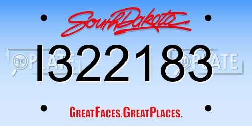 I322183 South Dakota License Plate