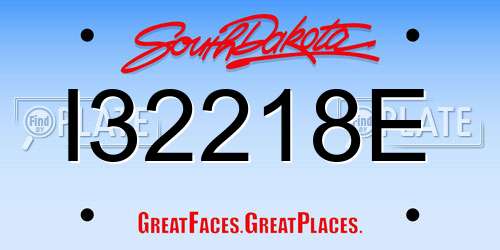 I32218E South Dakota License Plate