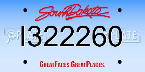 I322260 South Dakota License Plate
