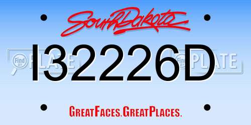 I32226D South Dakota License Plate