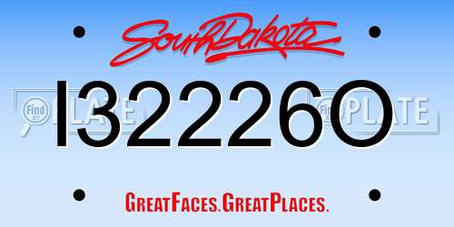 I32226O South Dakota License Plate