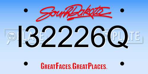 I32226Q South Dakota License Plate