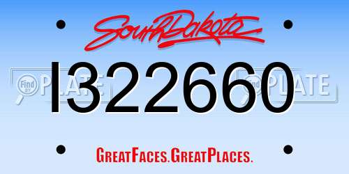 I322660 South Dakota License Plate