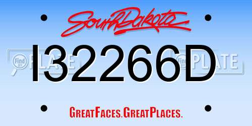 I32266D South Dakota License Plate