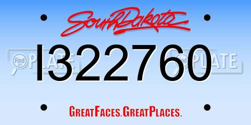 I322760 South Dakota License Plate