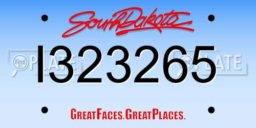 I323265 South Dakota License Plate
