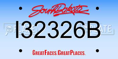 I32326B South Dakota License Plate