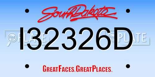 I32326D South Dakota License Plate