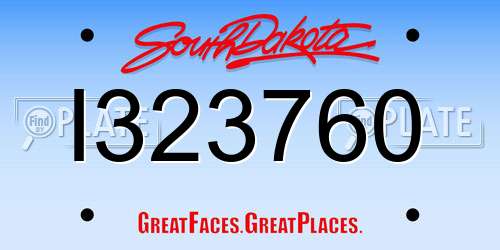 I323760 South Dakota License Plate