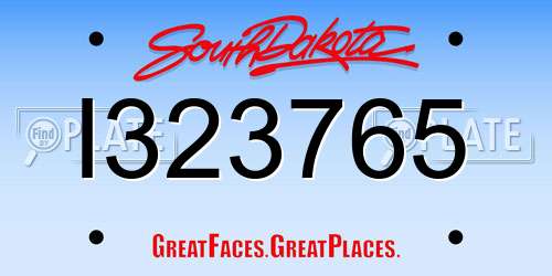 I323765 South Dakota License Plate