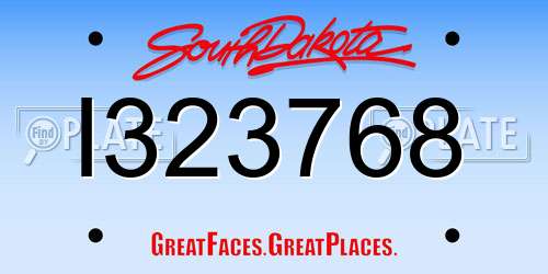 I323768 South Dakota License Plate
