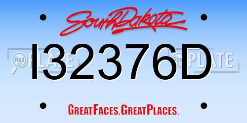 I32376D South Dakota License Plate