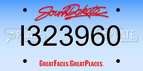 I323960 South Dakota License Plate