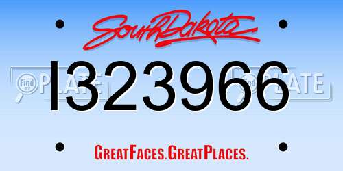 I323966 South Dakota License Plate