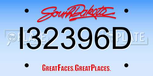 I32396D South Dakota License Plate