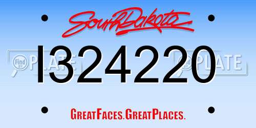 I324220 South Dakota License Plate