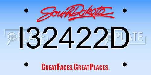 I32422D South Dakota License Plate