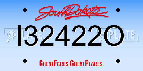 I32422O South Dakota License Plate
