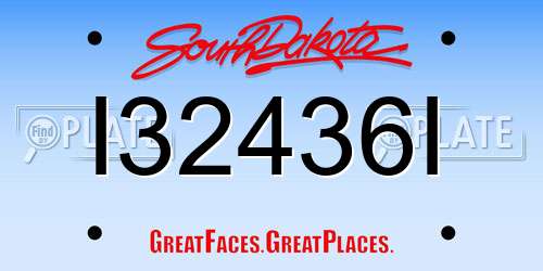 I32436I South Dakota License Plate