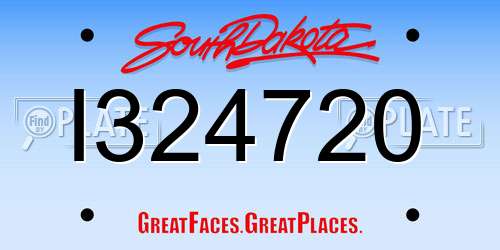 I324720 South Dakota License Plate