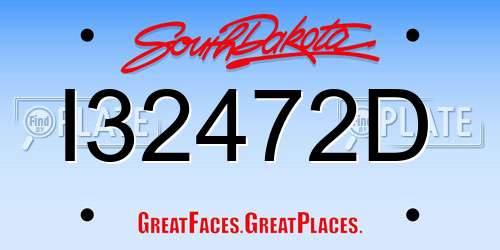 I32472D South Dakota License Plate