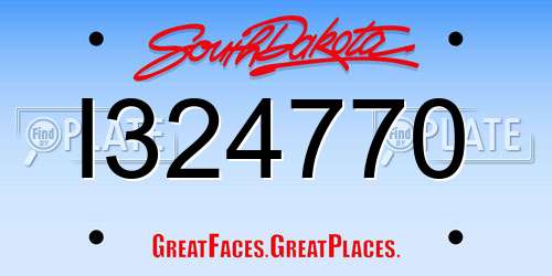 I324770 South Dakota License Plate