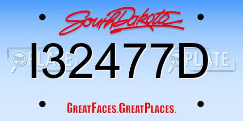 I32477D South Dakota License Plate
