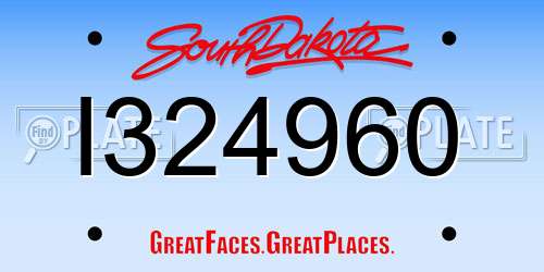I324960 South Dakota License Plate