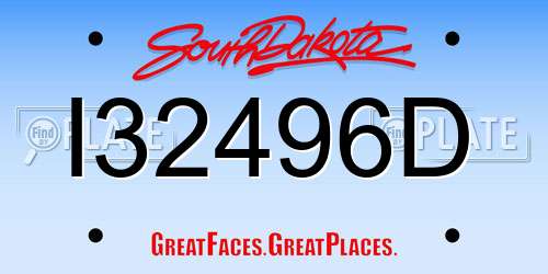 I32496D South Dakota License Plate