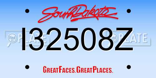 I32508Z South Dakota License Plate