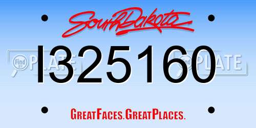I325160 South Dakota License Plate