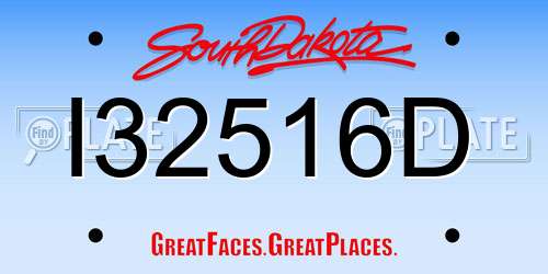 I32516D South Dakota License Plate