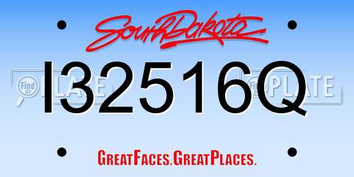 I32516Q South Dakota License Plate
