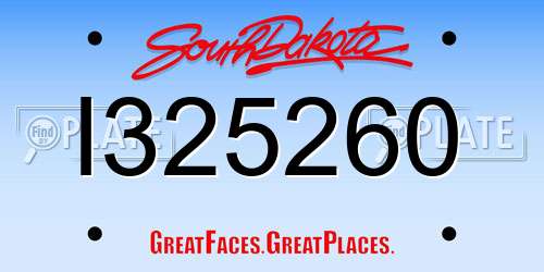 I325260 South Dakota License Plate