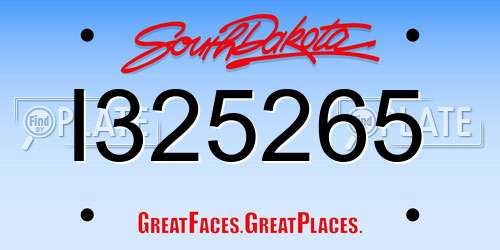 I325265 South Dakota License Plate
