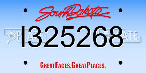 I325268 South Dakota License Plate