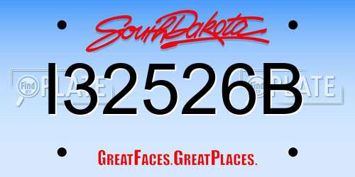 I32526B South Dakota License Plate