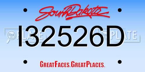 I32526D South Dakota License Plate