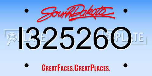 I32526O South Dakota License Plate