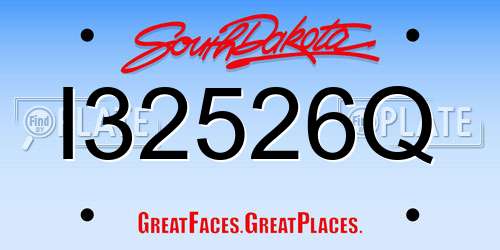 I32526Q South Dakota License Plate