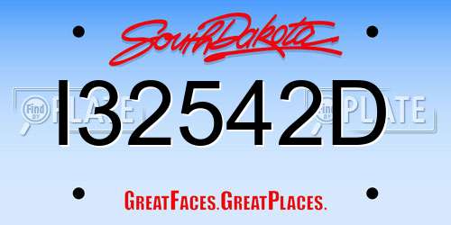 I32542D South Dakota License Plate