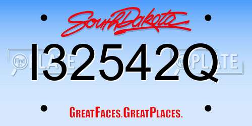 I32542Q South Dakota License Plate