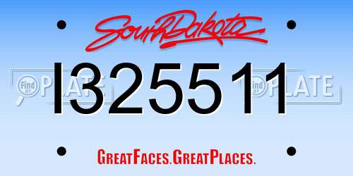 I325511 South Dakota License Plate