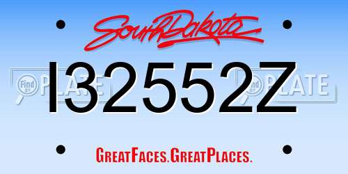 I32552Z South Dakota License Plate