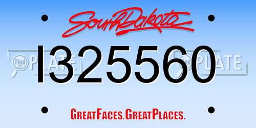 I325560 South Dakota License Plate