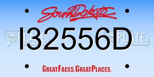 I32556D South Dakota License Plate