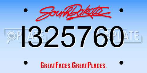 I325760 South Dakota License Plate