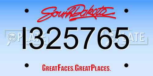 I325765 South Dakota License Plate